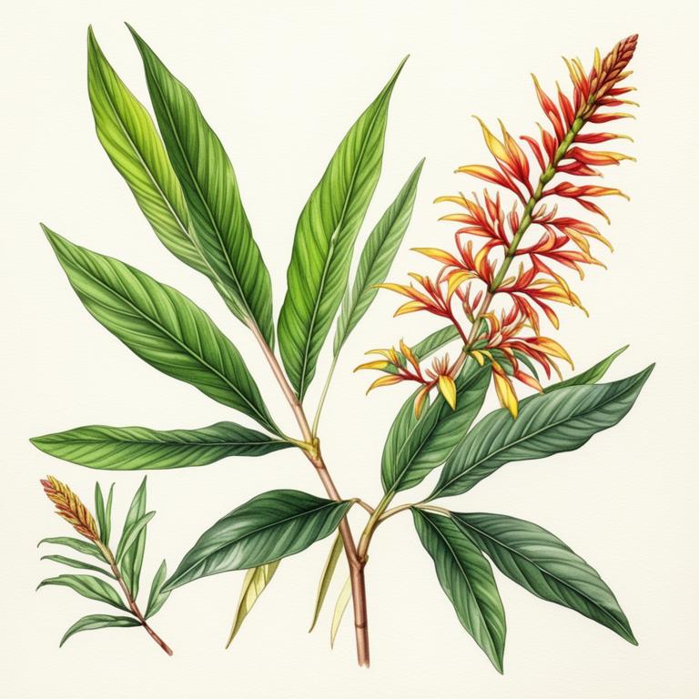 alpinia officinarum botanical illustration