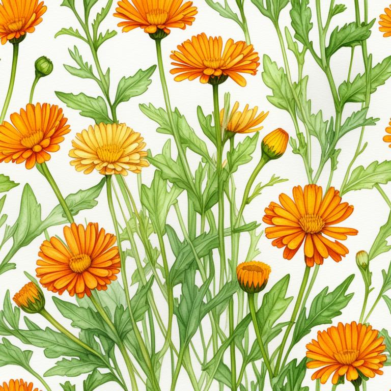 calendula officinalis botanical illustration