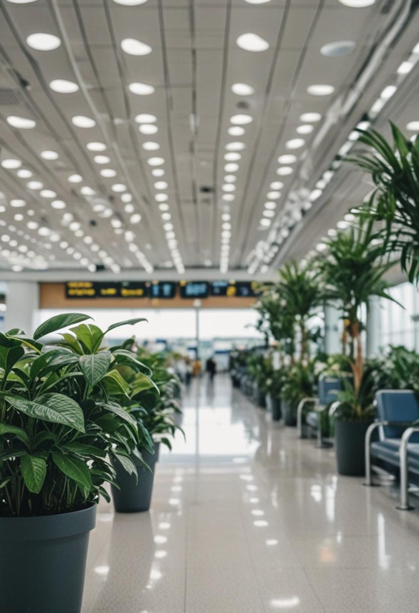 Airport plants in sleek, modern design.