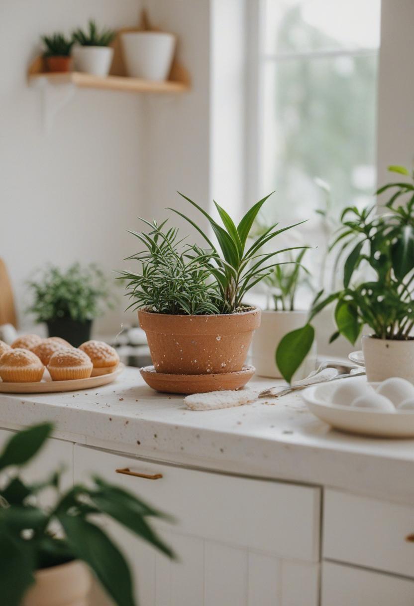 Baking-themed plants in a cozy arrangement.