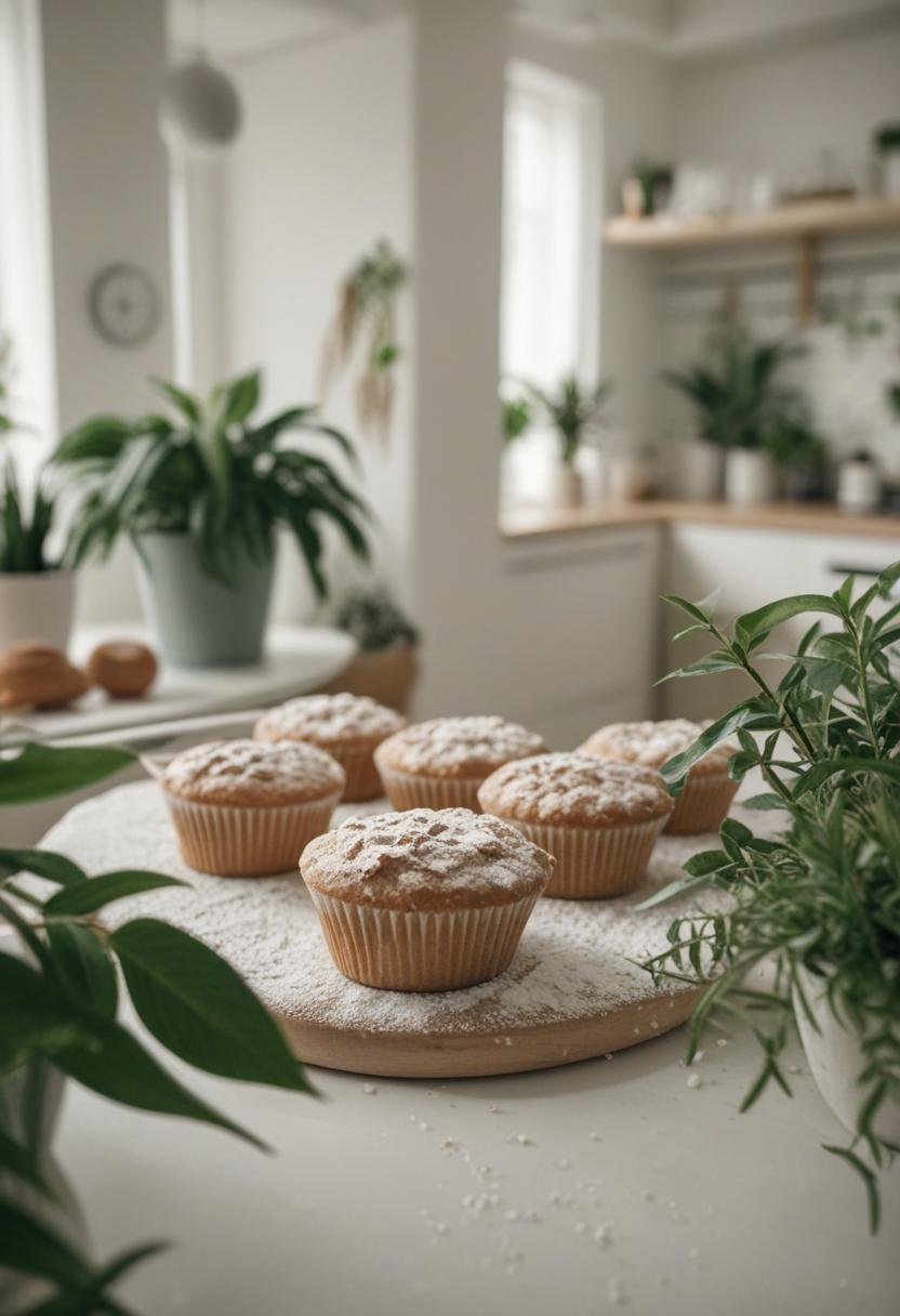 Baking-themed plants in a cozy, aesthetic kitchen setup.