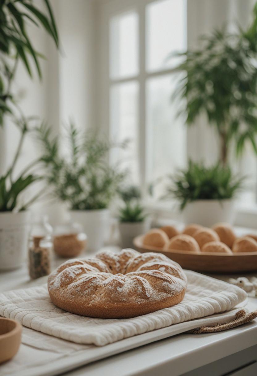 Baking-themed plant arrangement with cozy aesthetic.