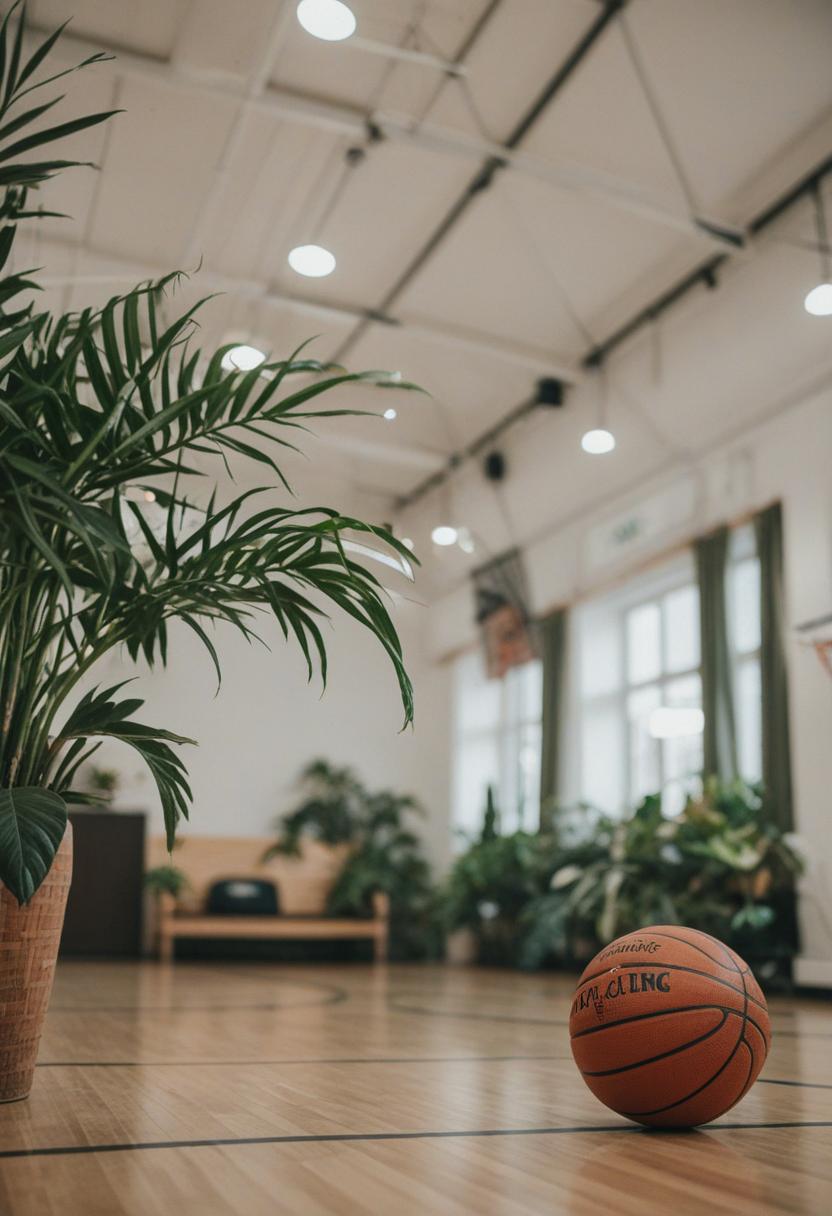 Basketball-themed plant designs in vibrant green.