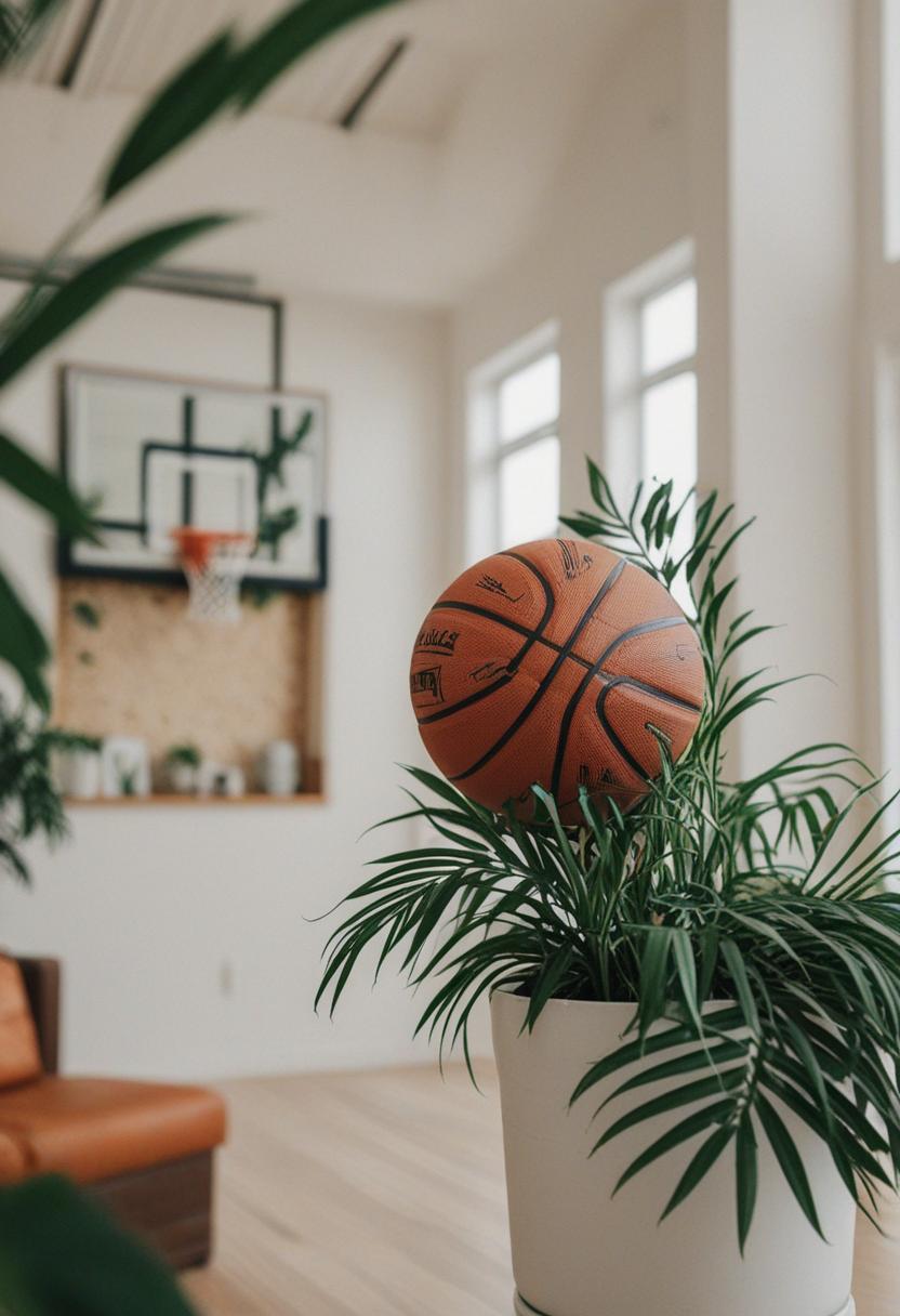 Basketball-themed plants with vibrant, court-inspired designs.