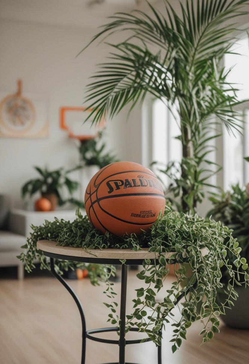 Basketball-themed plants with a sporty, vibrant vibe.