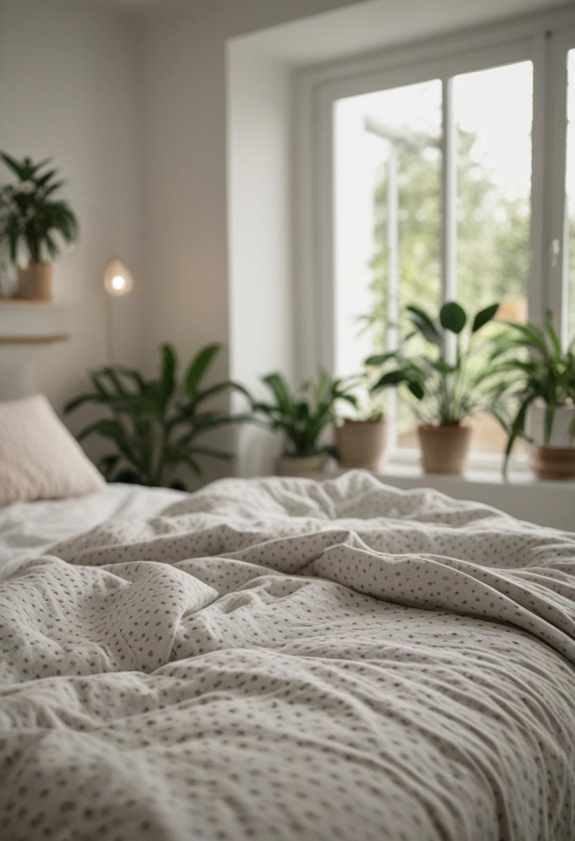 Elegant bedroom plants decor with soft aesthetic touch.