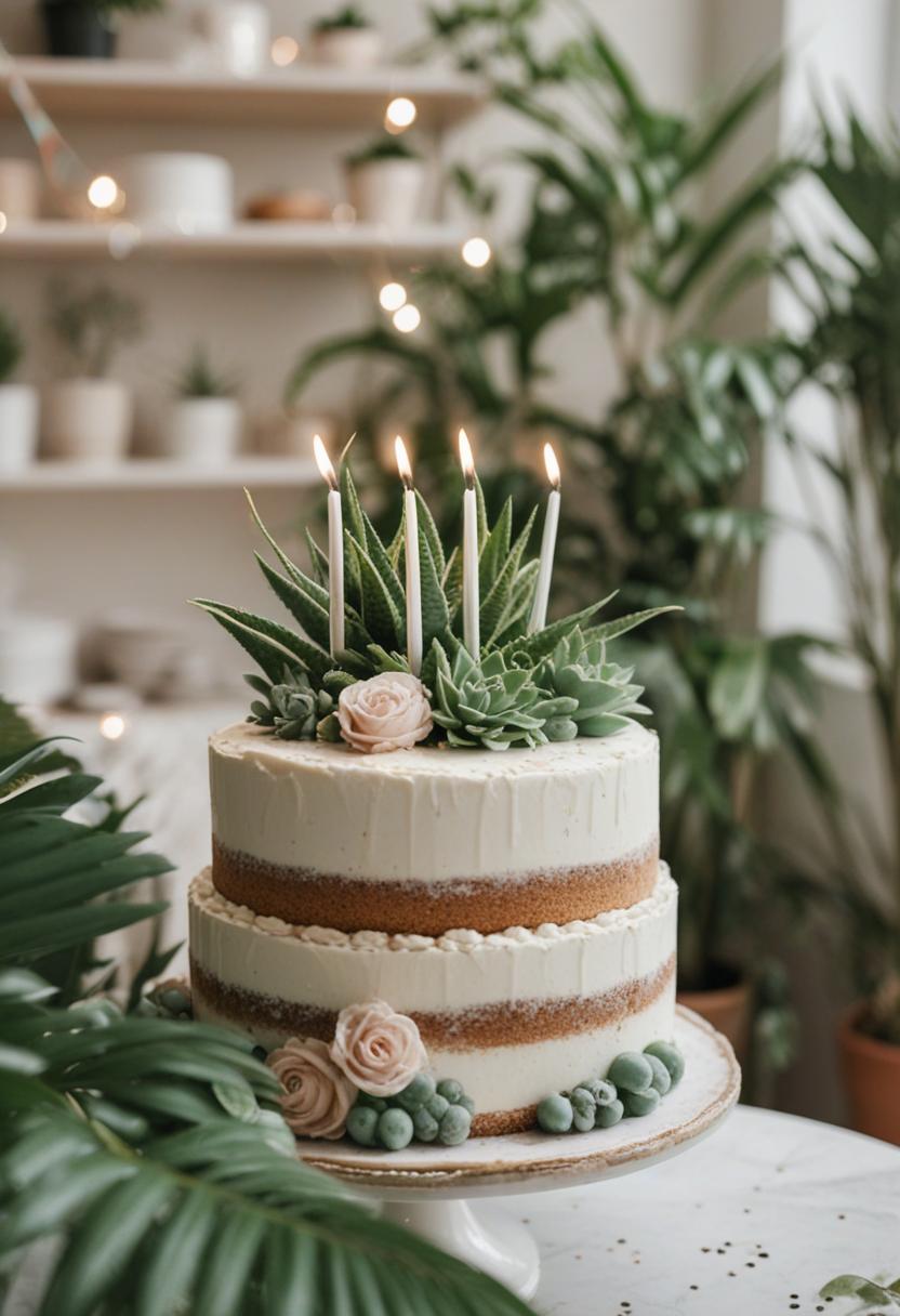 Birthday cake-themed plants in a sweet, colorful arrangement.