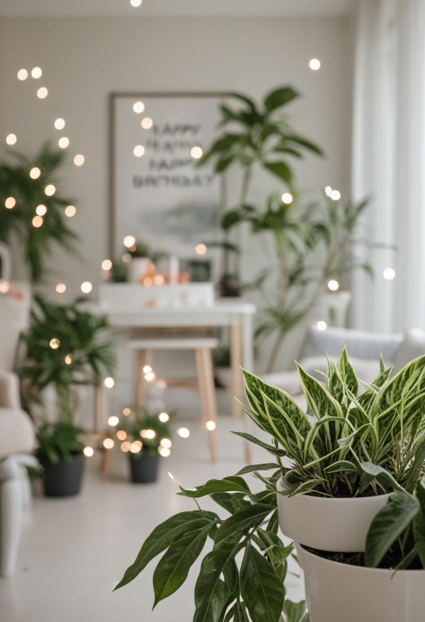 Birthday plants decor for a festive celebration.