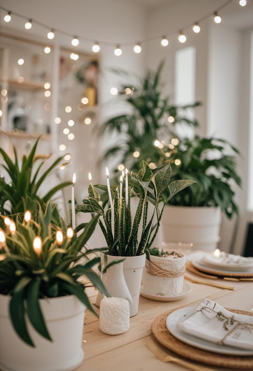 Birthday plants decor for a cheerful celebration.