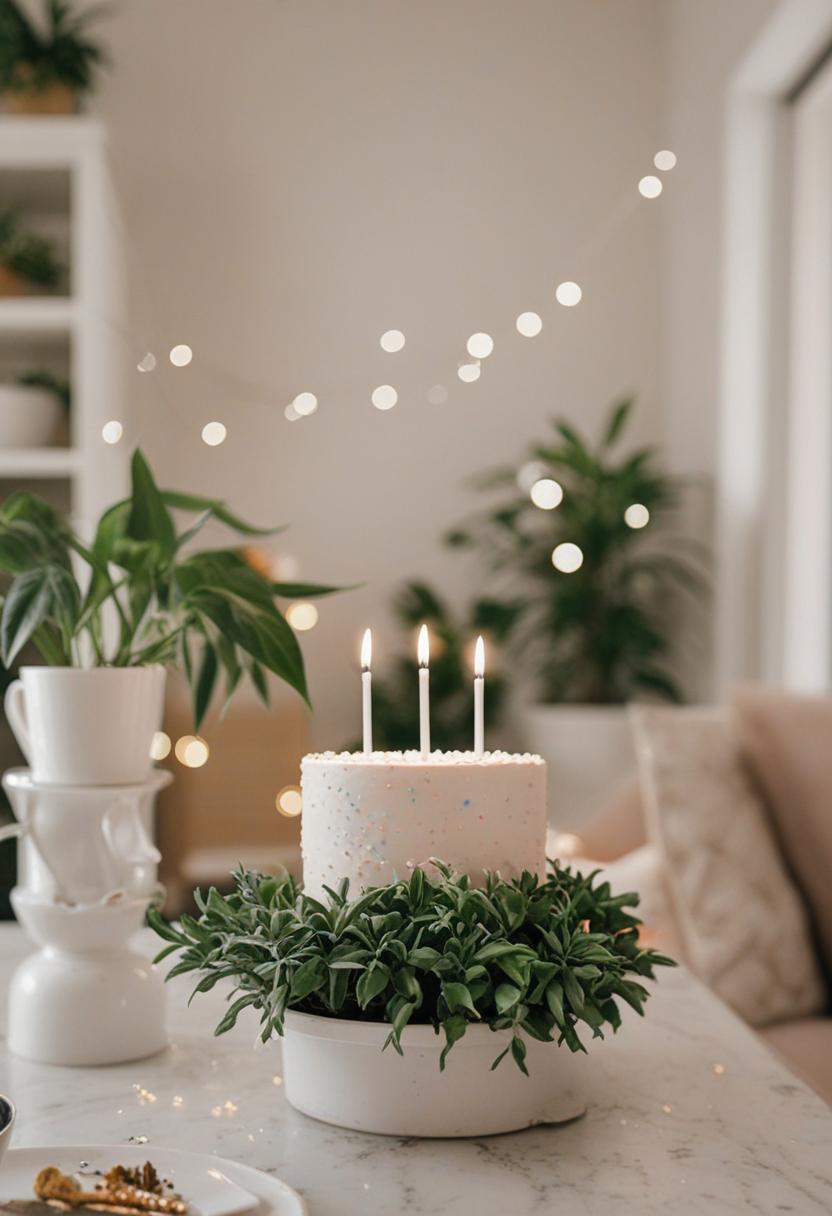 Birthday plants decor for a cheerful celebration.