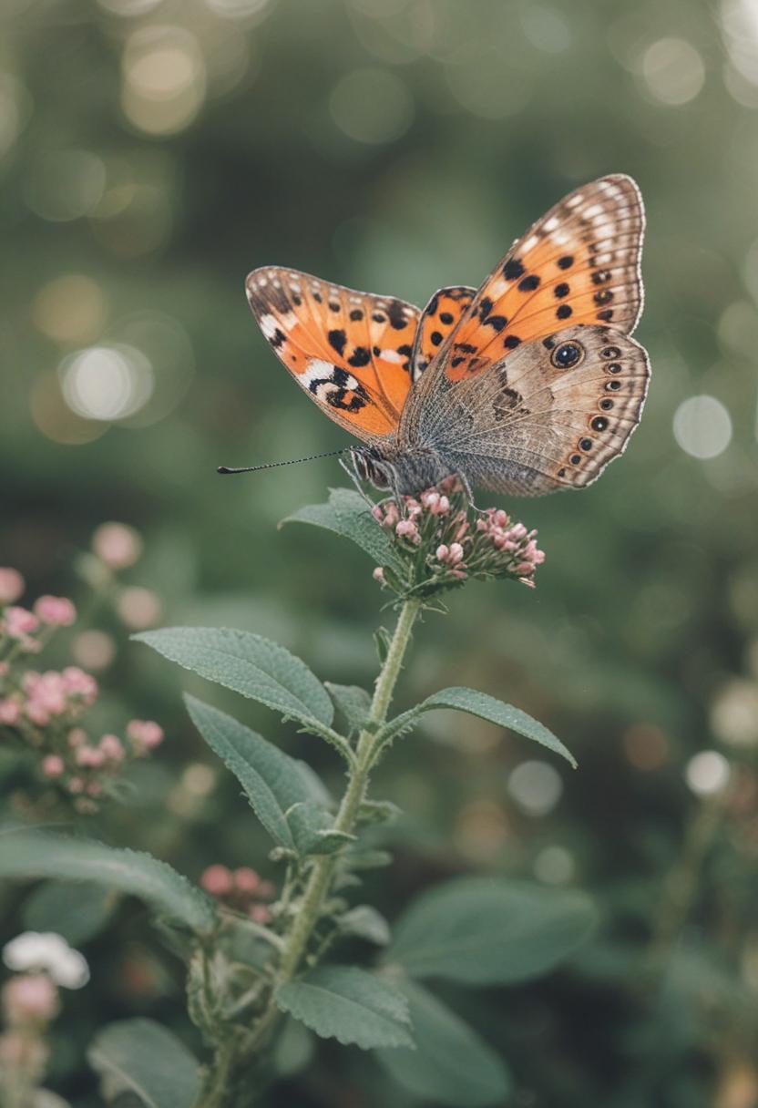 Butterfly-friendly plants in a vibrant, whimsical garden setting.