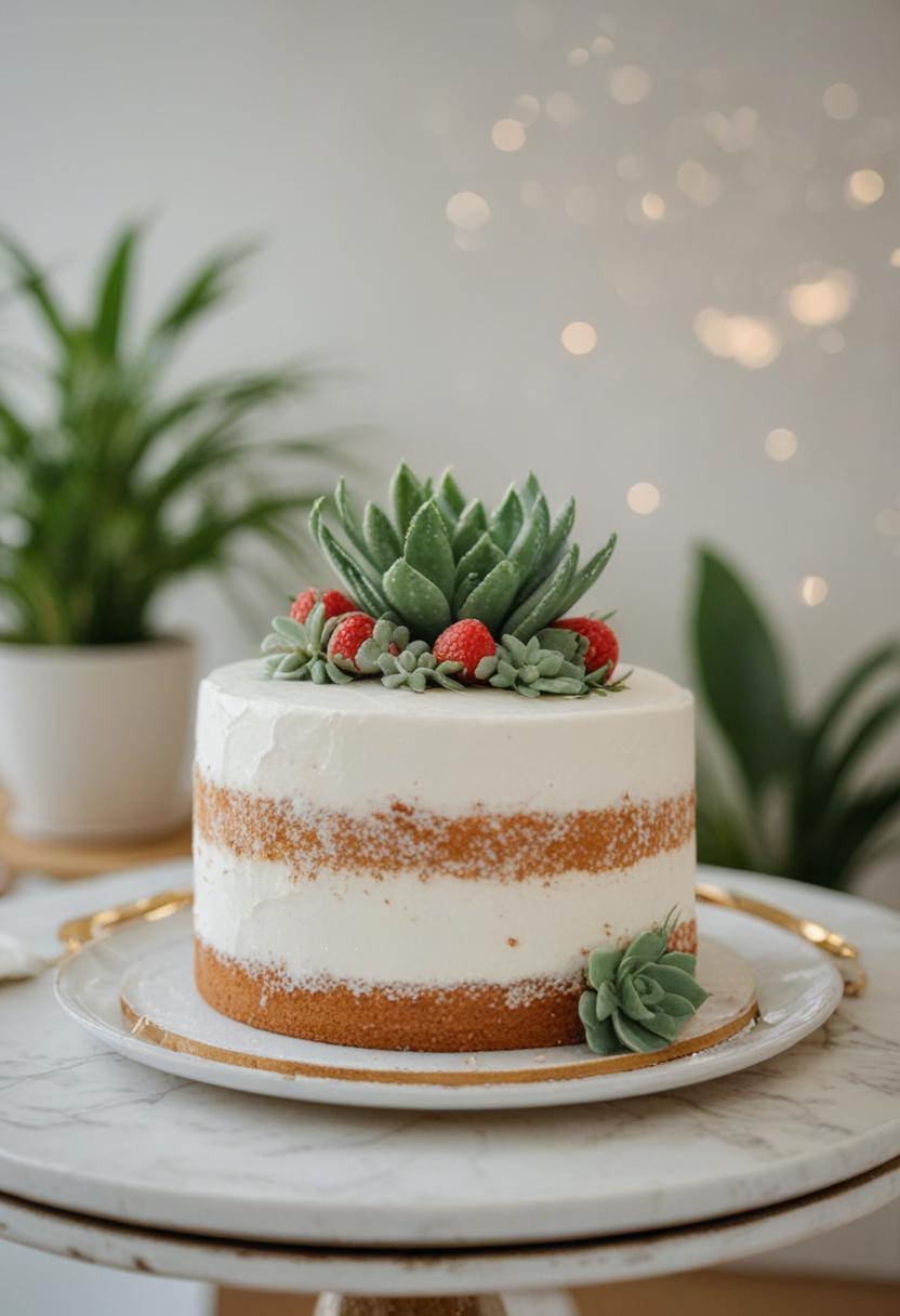 Cute cake-themed plant decorations.