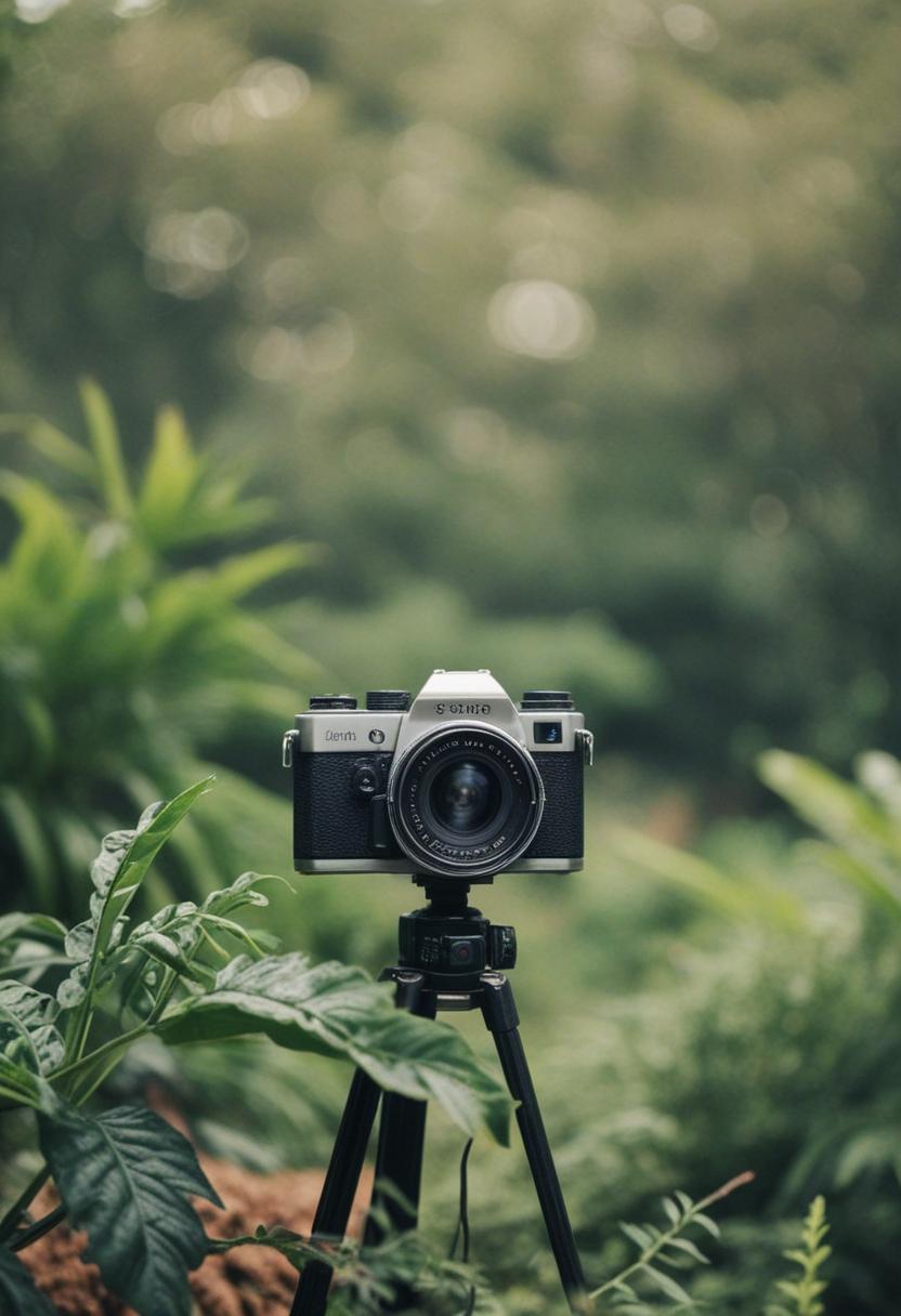 Soft focus plants in a camera lens aesthetic.