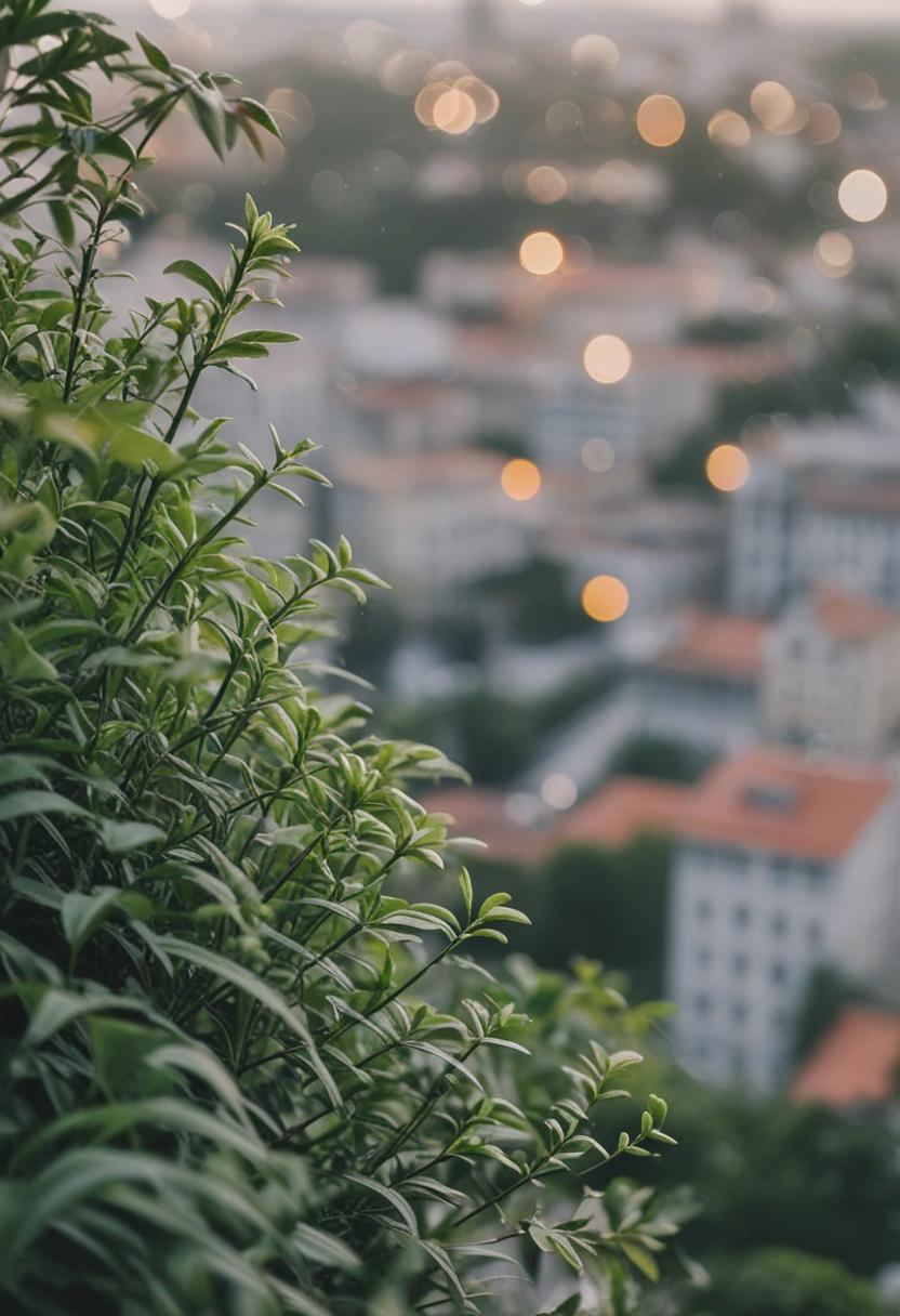 Urban greenery blending with cityscape.
