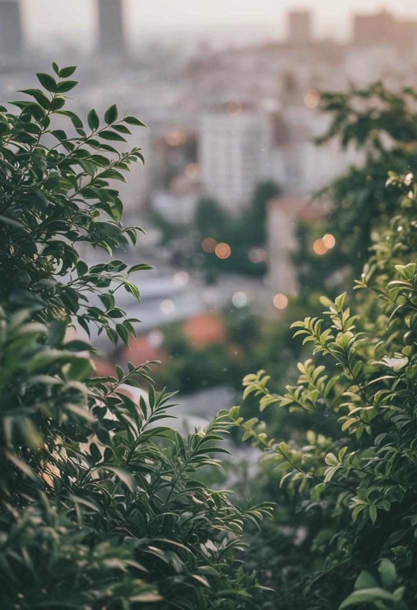 Urban greenery blending city aesthetic with natural plants.