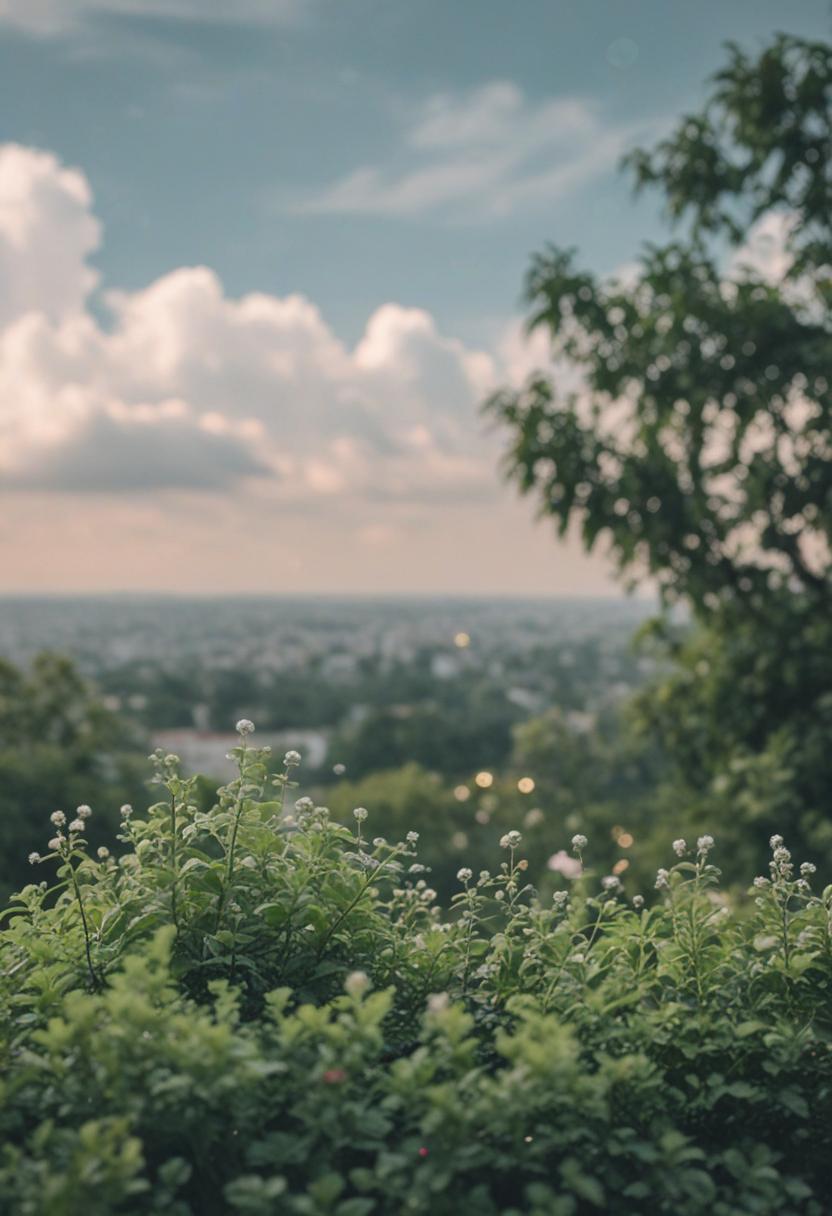 Soft, ethereal plants in a cloudy, dreamy atmosphere.