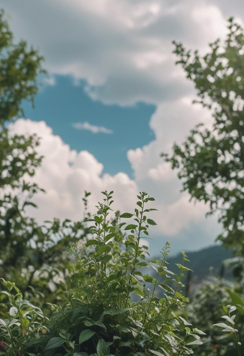 Ethereal plants in a cloudy, dreamy atmosphere.
