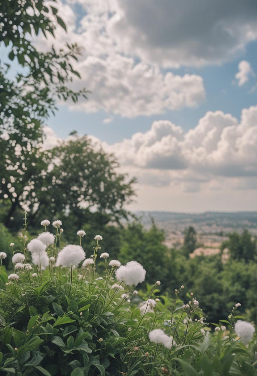 Soft cloud-shaped plants in a minimalist greenery scene.