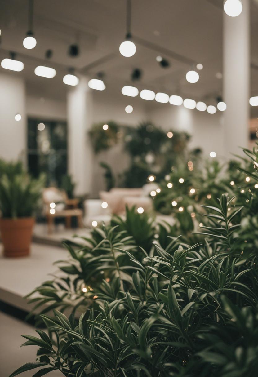 Glowing plants under concert lights.