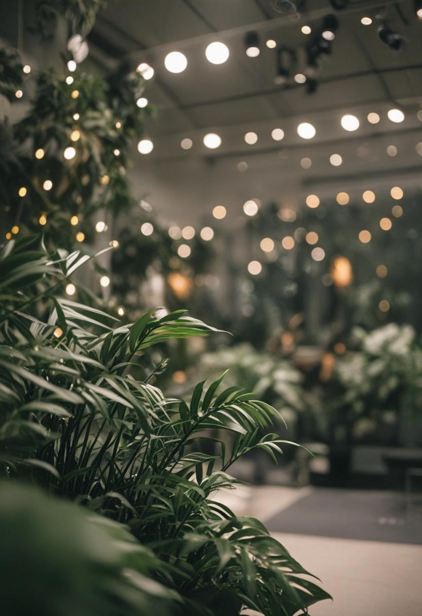 Glowing plants under concert lights.