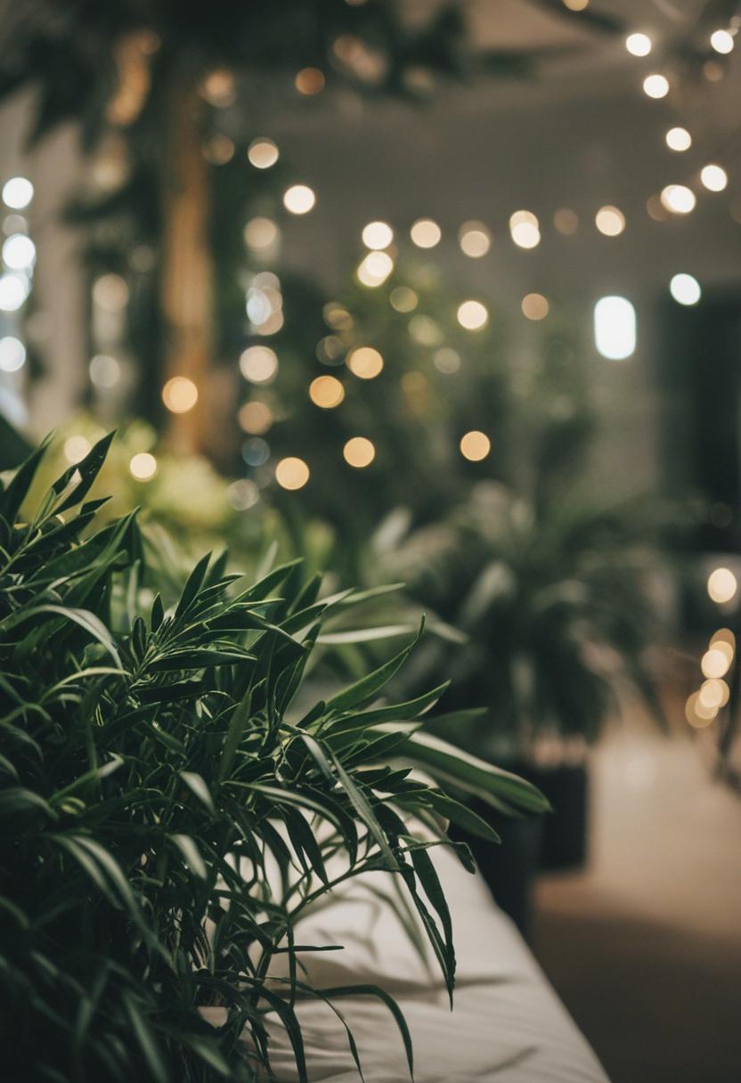 Vibrant plants in a concert-themed aesthetic setup.