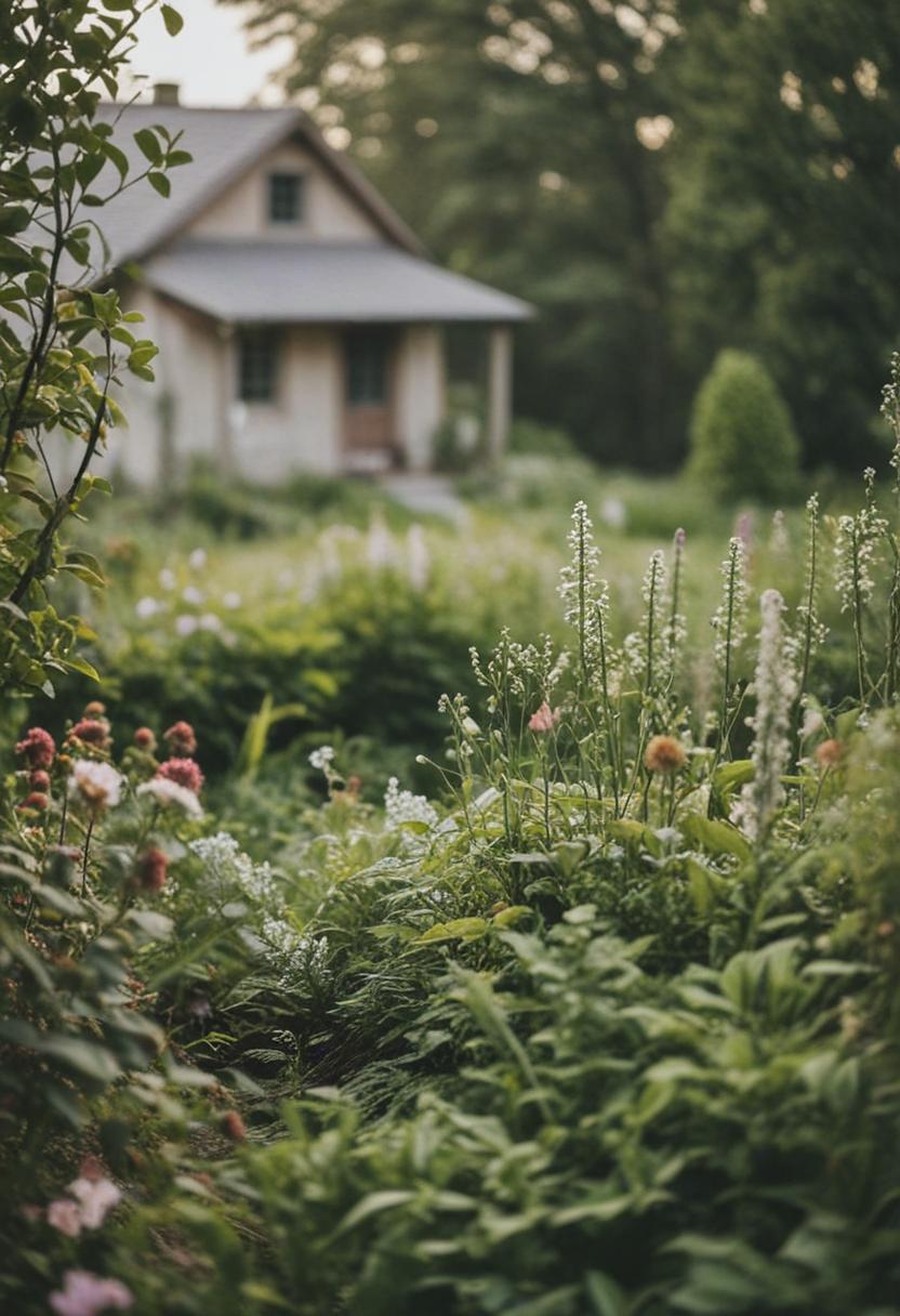 Cottagecore plants in soft pastels and natural textures.