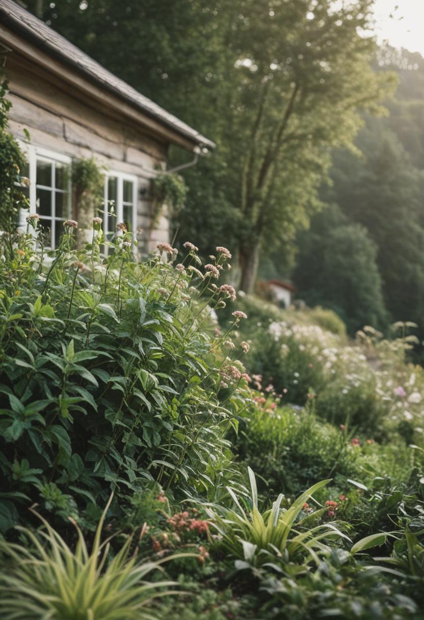 Cottagecore plants in soft pastels and natural textures.