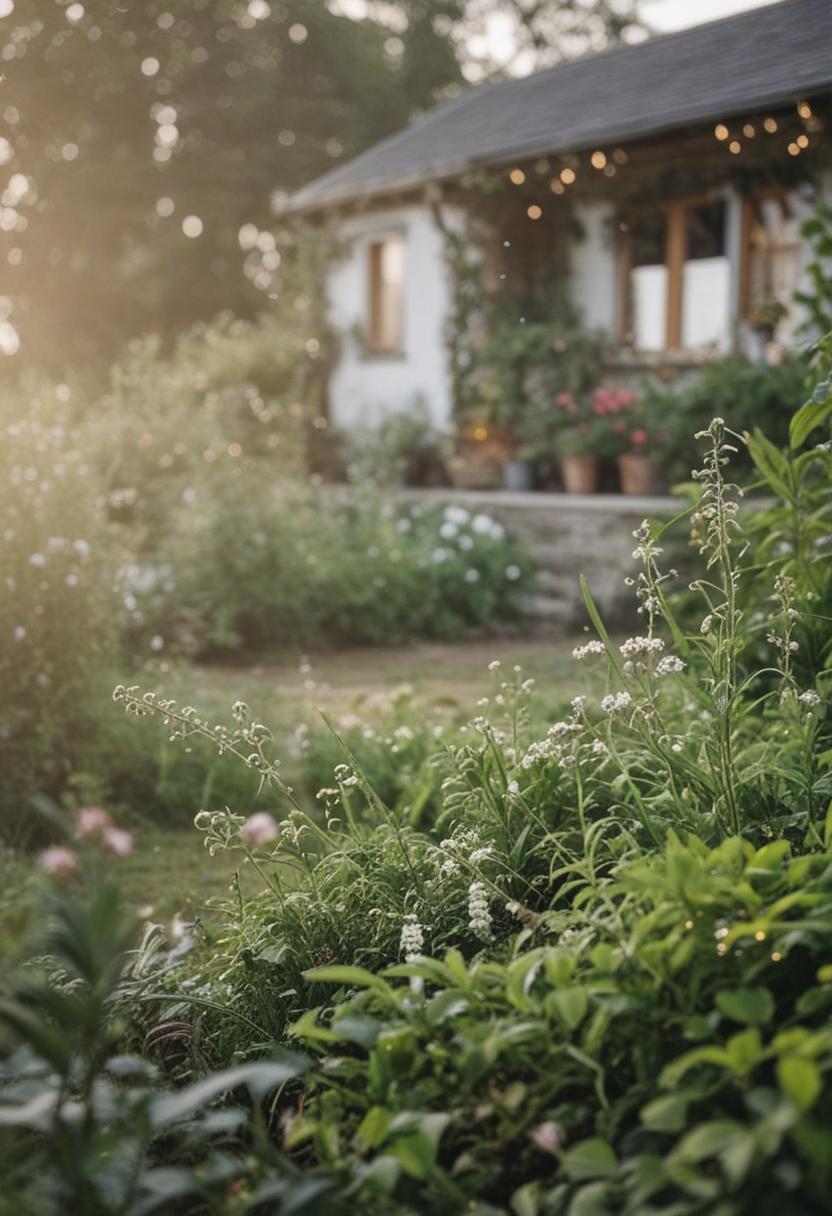 Cottagecore plants in soft pastels and natural textures.