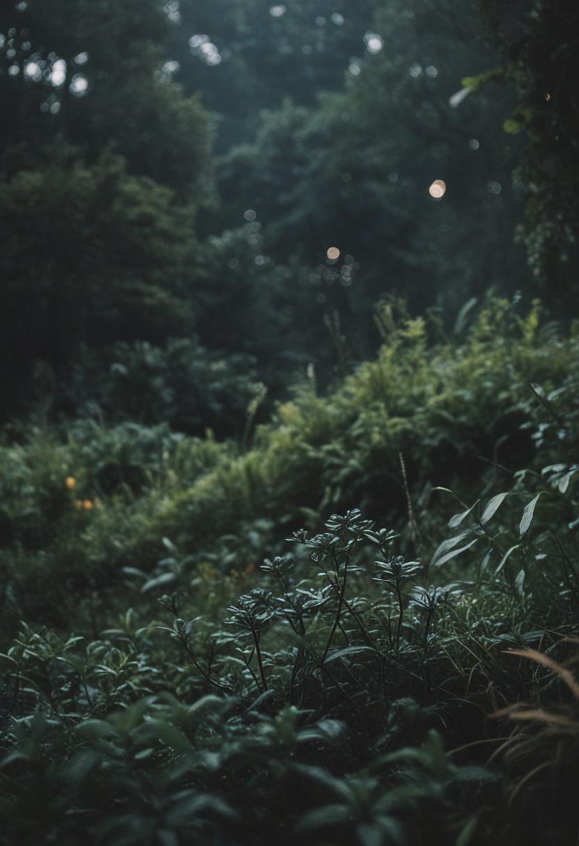 Mystical plants in a dark, nature-inspired setting.