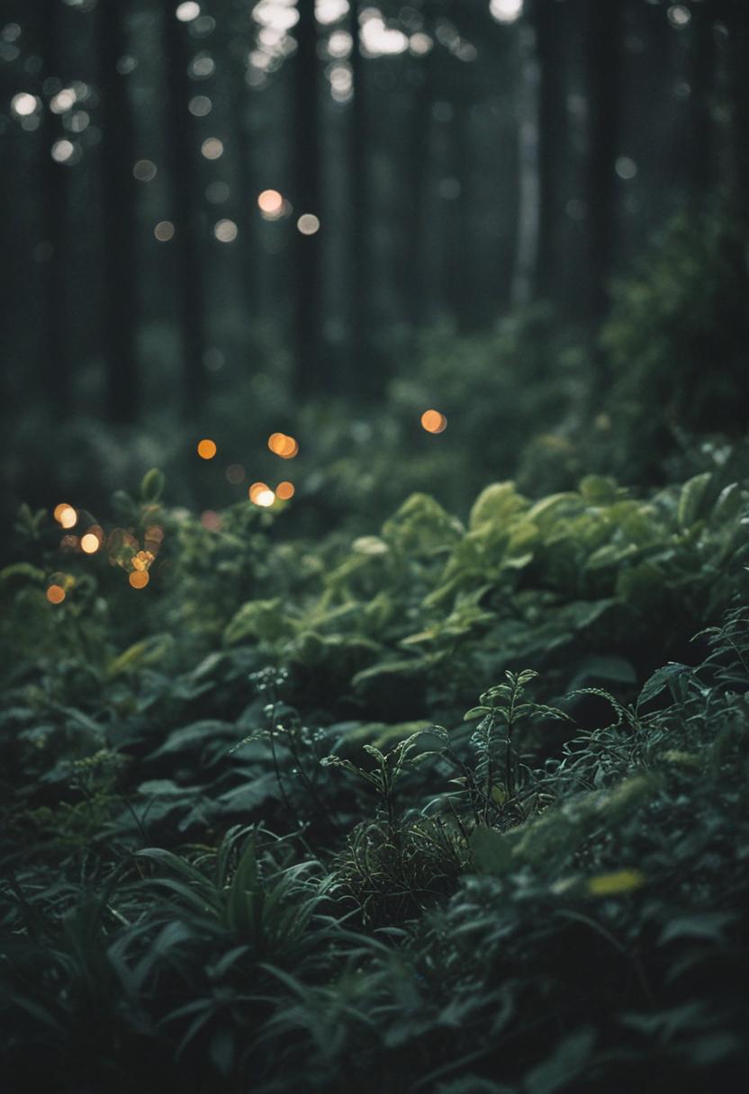 Dark foliage, eerie plants, shadowy natural vibes.
