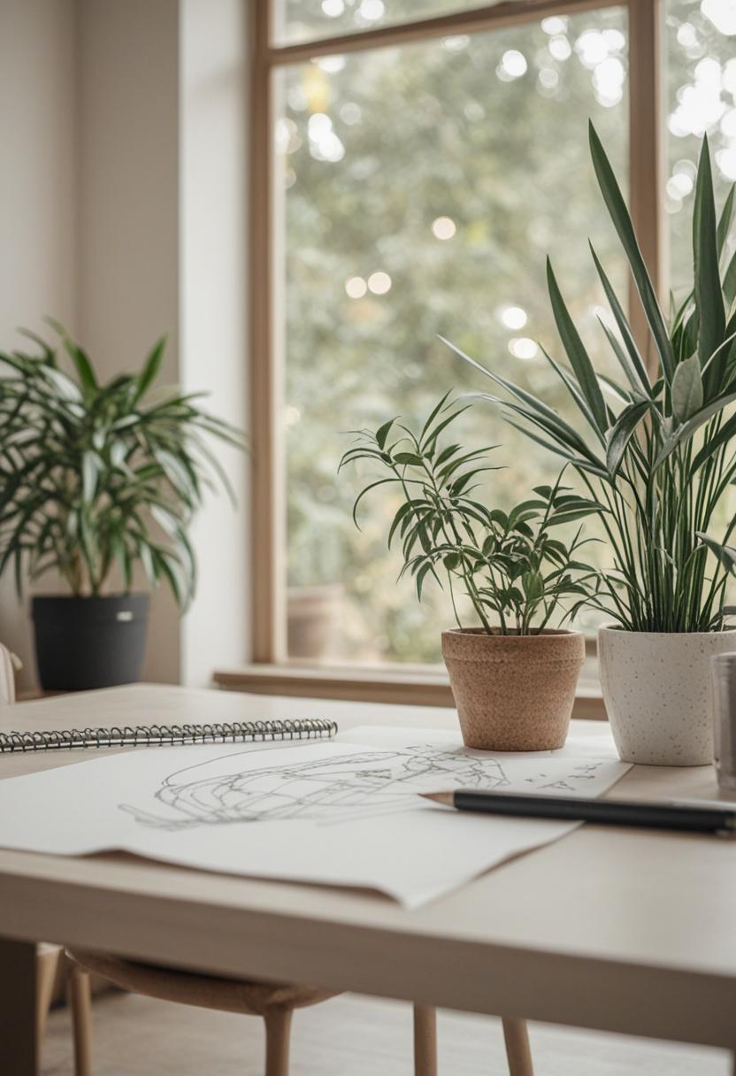 Stylish plant drawings in a soft, artistic style.