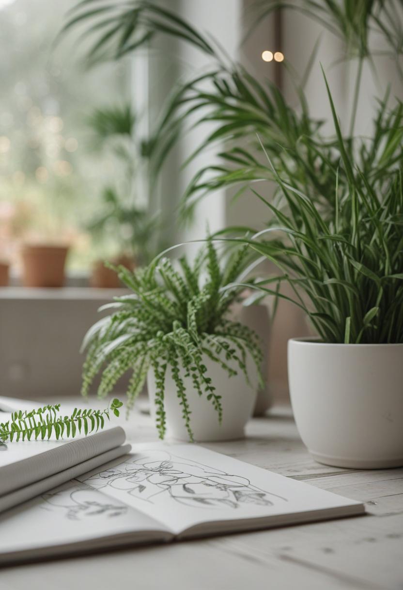 Ethereal plant drawings in soft watercolor style.