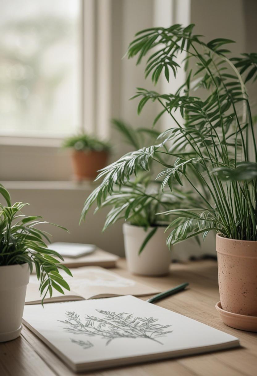 Stylish plant drawings in a soft, artistic style.