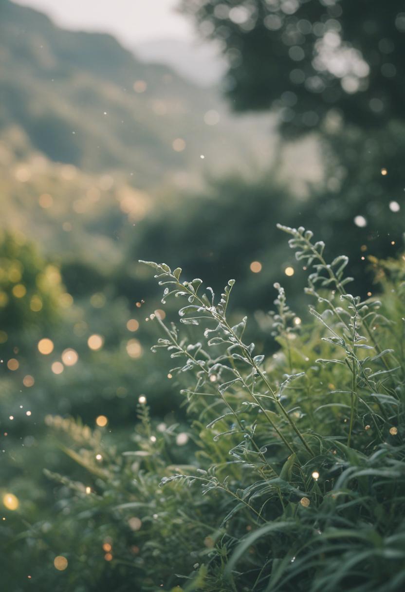 Ethereal plants in soft light, dreamy and magical.