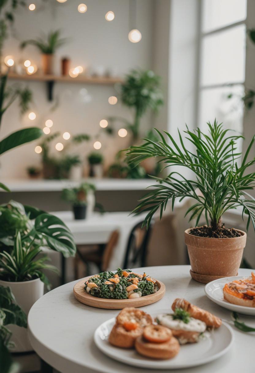 Vibrant plants elevate food aesthetic with bold visual appeal.