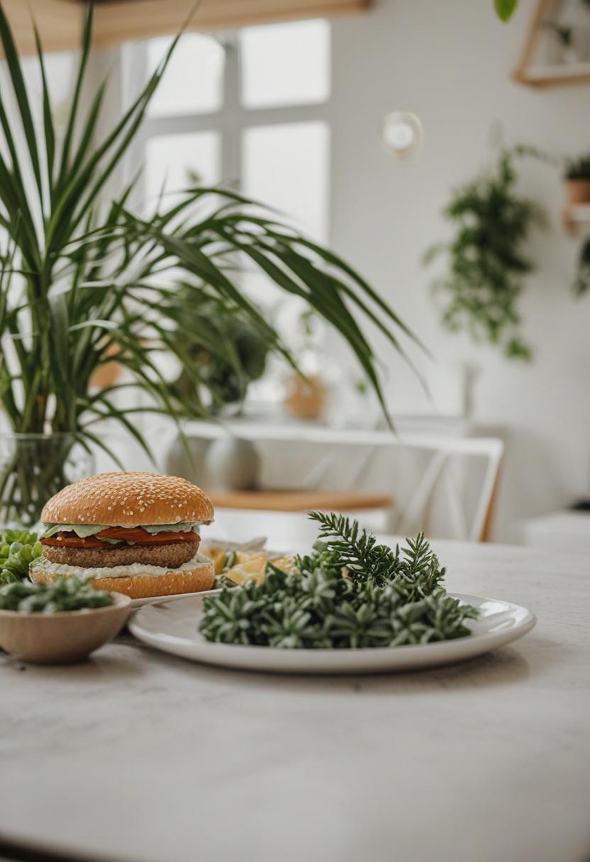 Vibrant plants paired with fresh food for a stylish aesthetic.