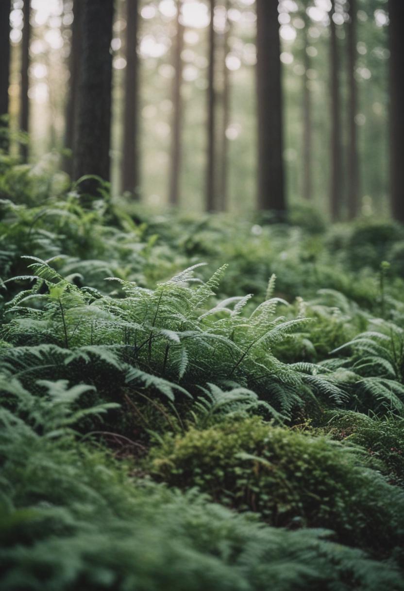 Enchanted forest plants in soft, natural tones.