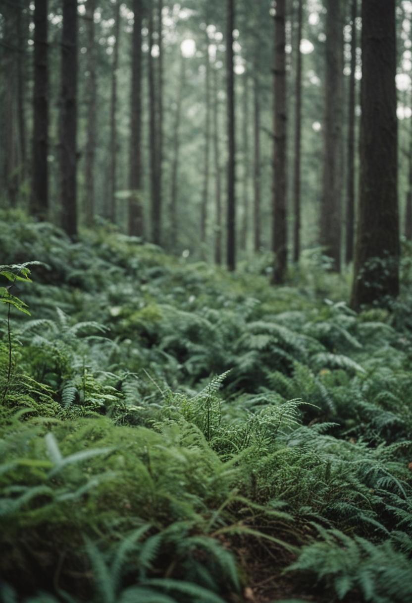 Whimsical forest plants in soft, natural tones.