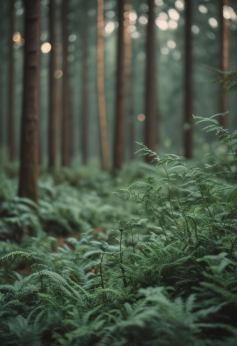 Whimsical forest plants in soft, natural tones.