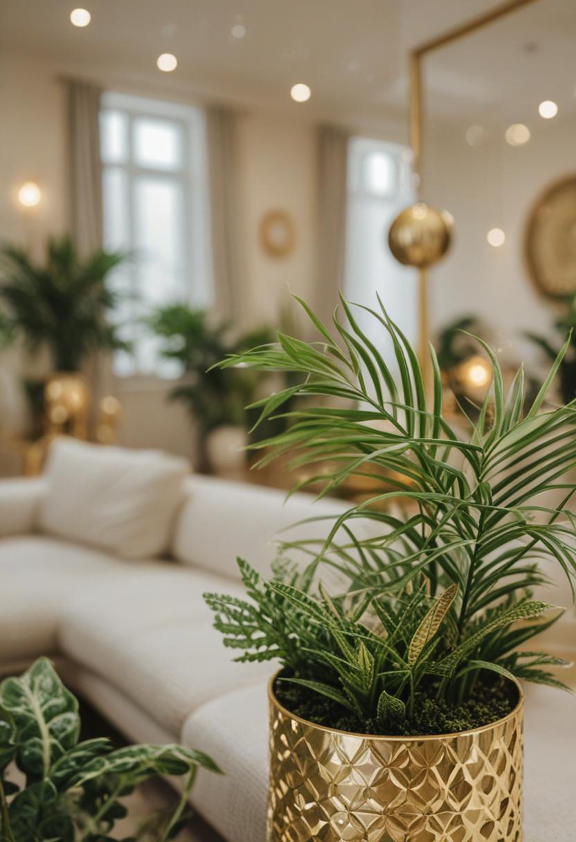 Golden plant vibes in a cozy, stylish setting.