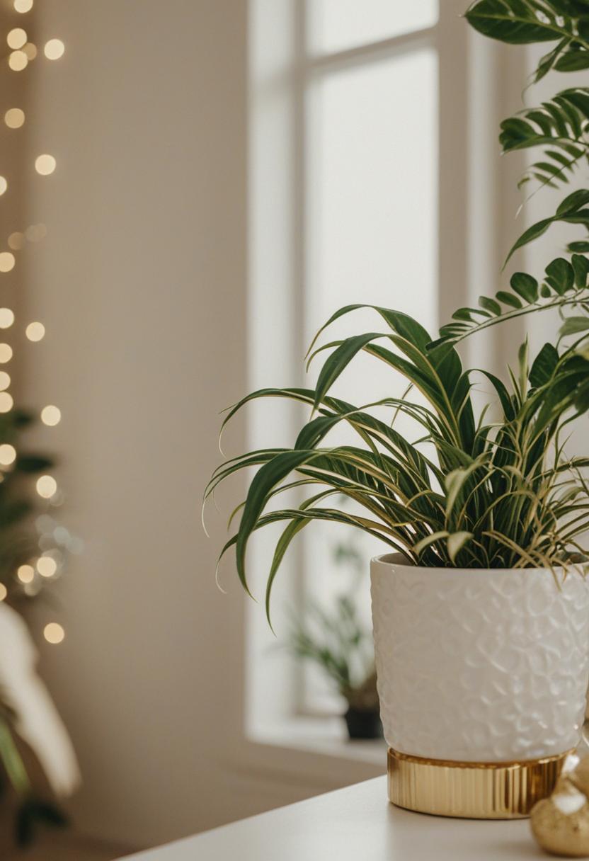 Golden plants in a lush, glowing green space.