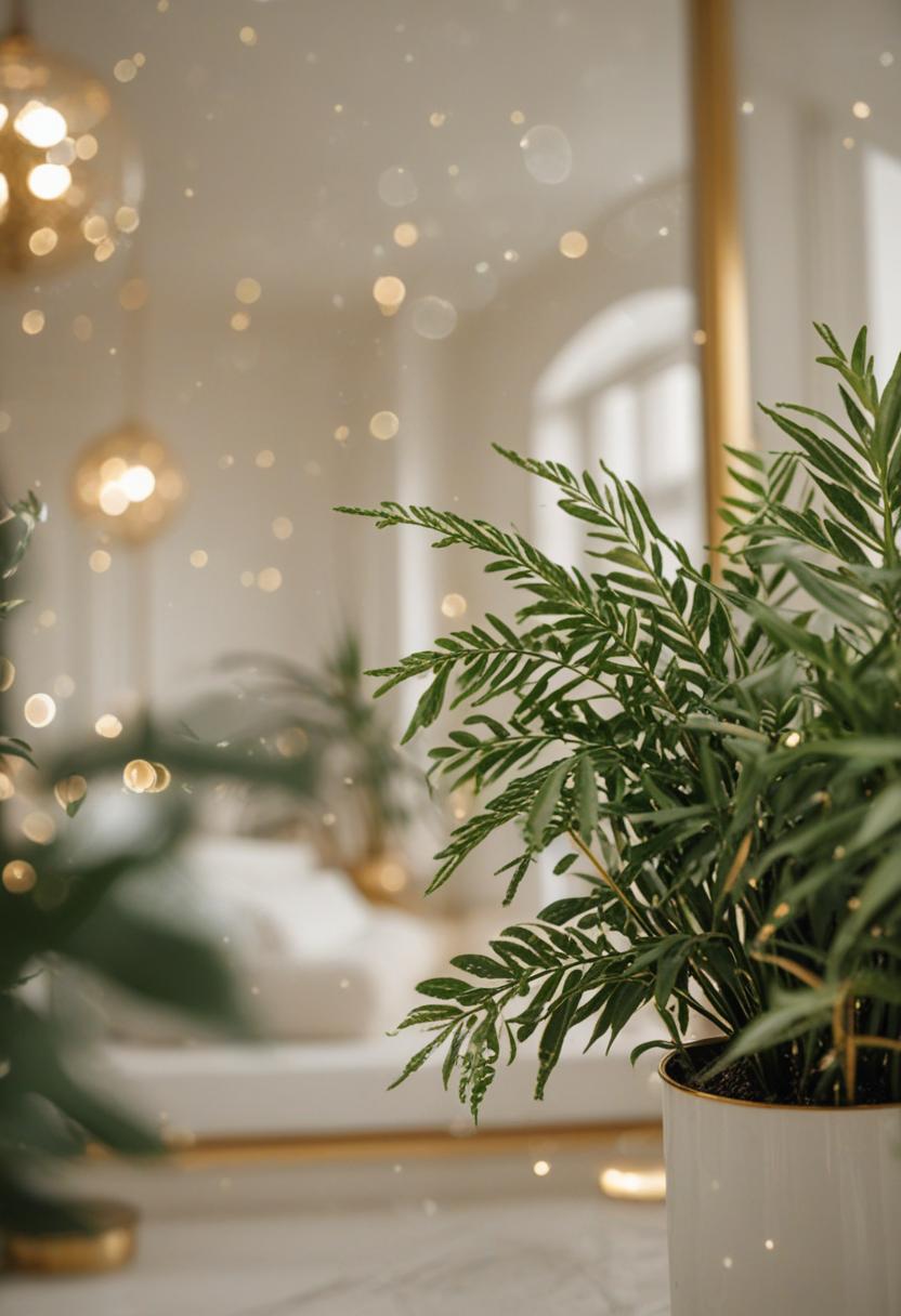 Golden leaves and vibrant greenery in a stylish, minimalist setting.