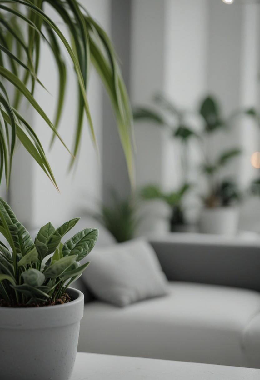 Gray aesthetic plants in a minimalist, muted tone.
