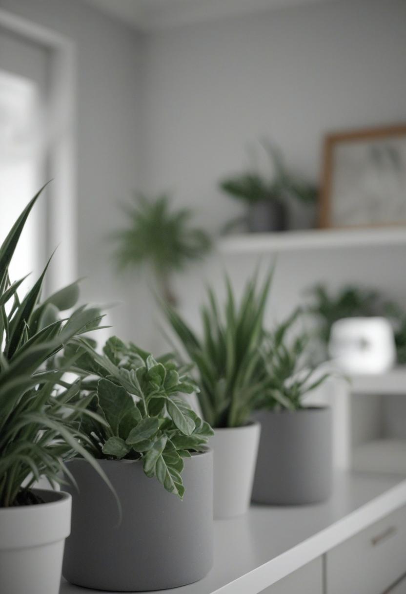 Gray aesthetic plants in a minimalist, muted tone.