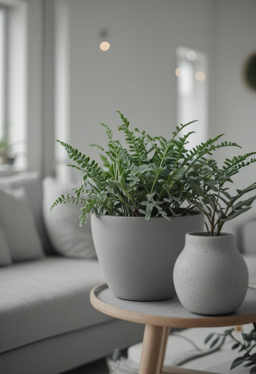 Gray aesthetic plants in a minimalist, muted tone.