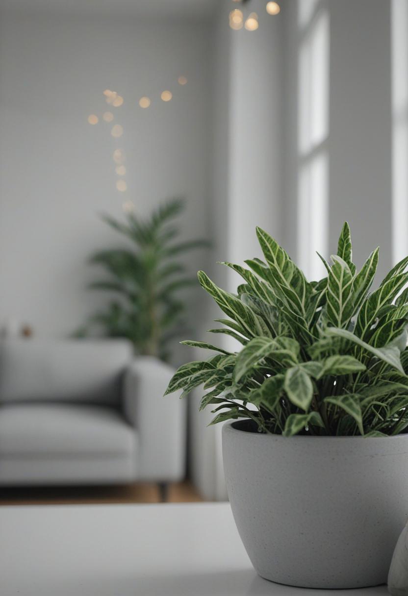 Gray aesthetic plants in a minimalist, muted tones setup.