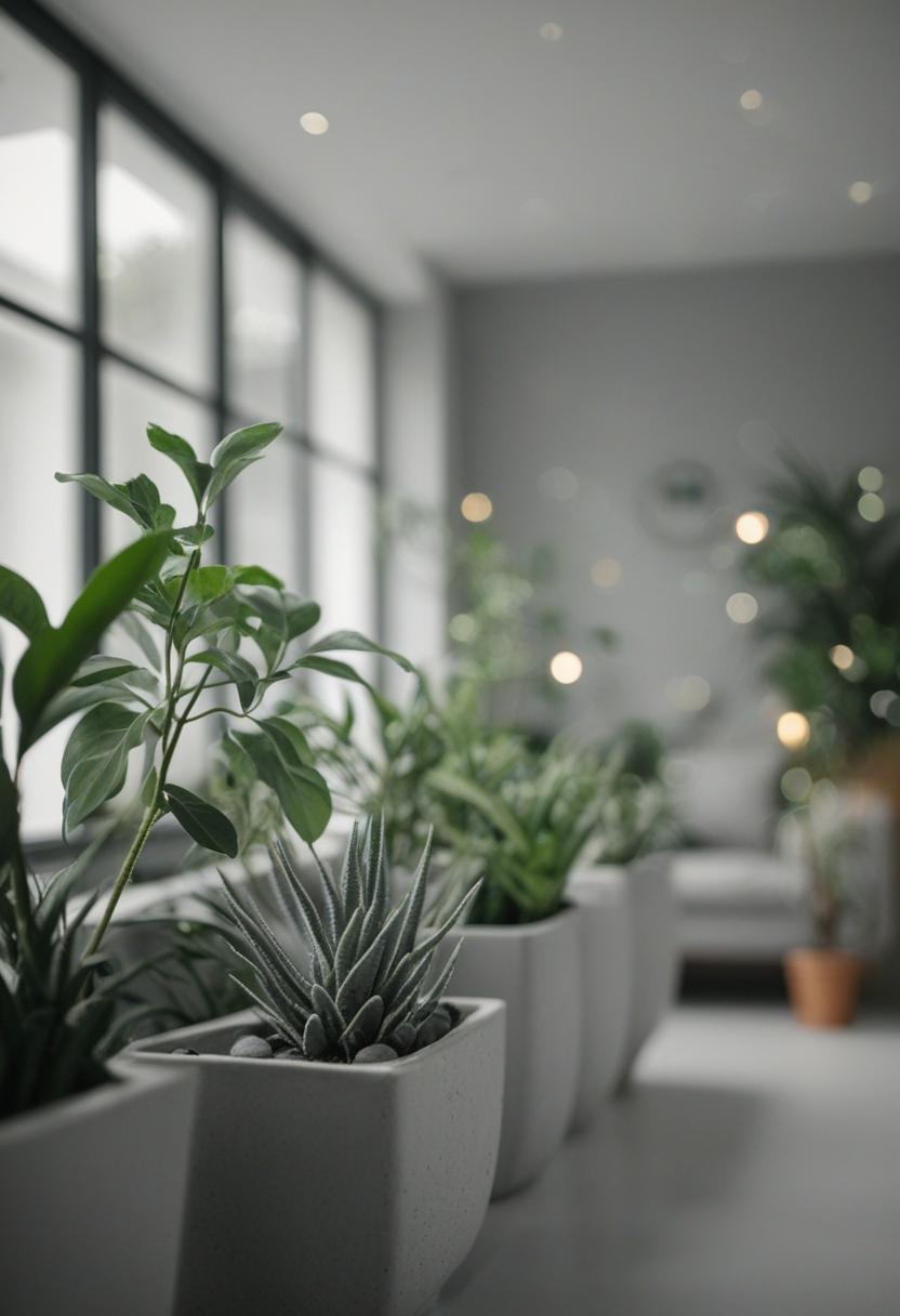 Gray aesthetic plants in a minimalist, muted tone.