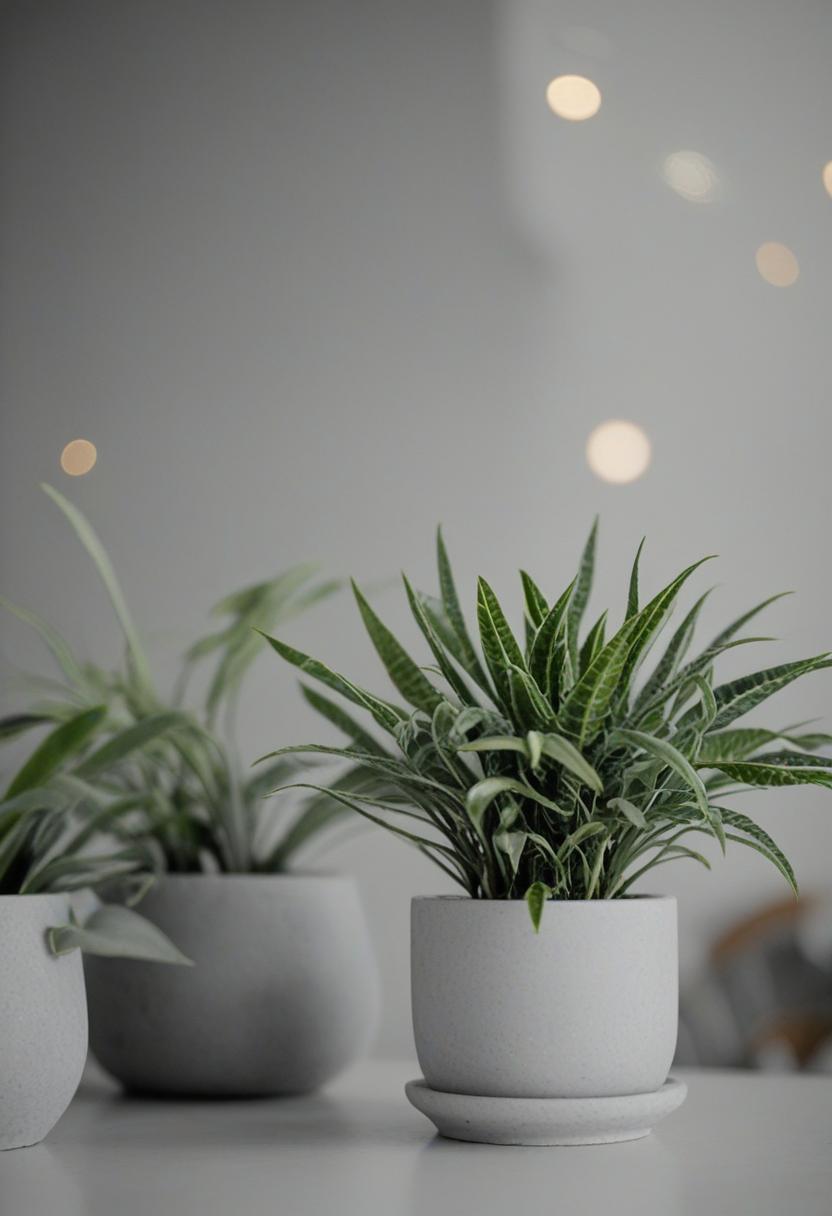 Gray aesthetic plants in a minimalist, muted tone.
