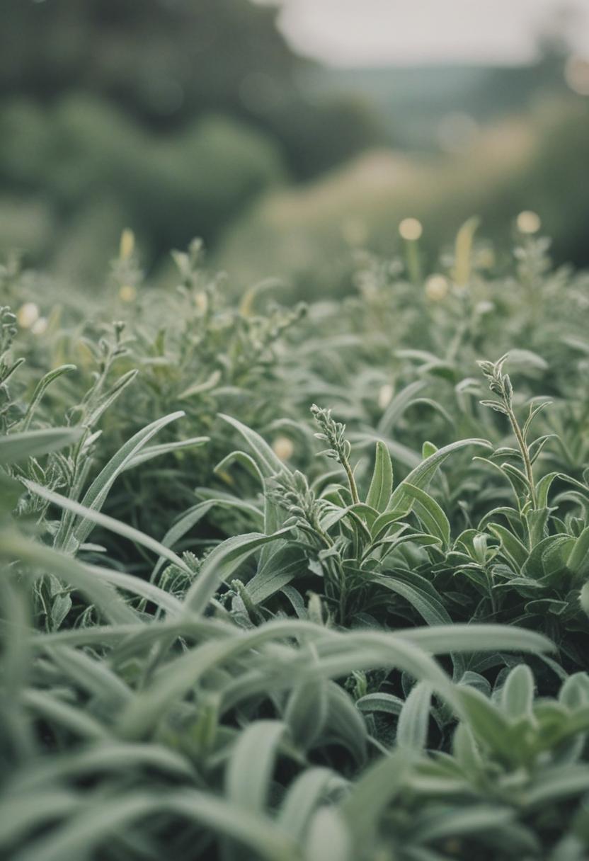 Sage green plants in a calming, minimalist setting.