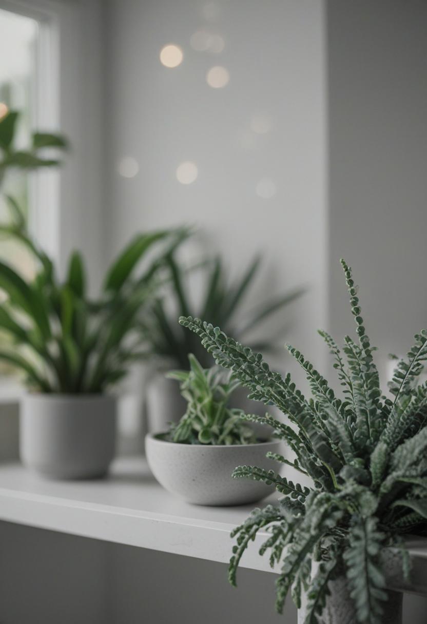 Sleek grey plants in a minimalist, modern setup.